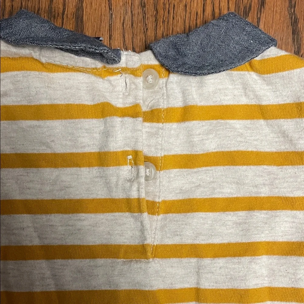 BabyGAP mustard and light gray striped long sleeve kids tee 12-18 months